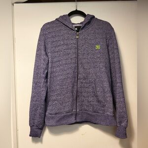 DC Men's Heathered Purple Zip-Up Sweater Y2K